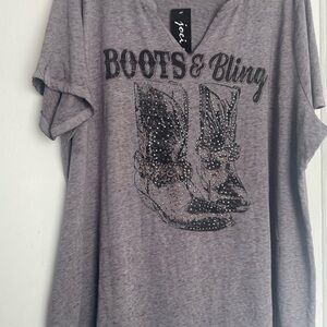 Gray Boots & Bling Graphic Tee